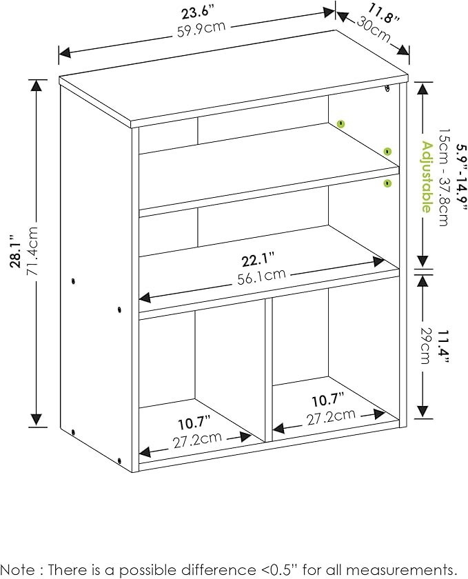 Furinno Pasir 3 Tier Display Bookcase, White