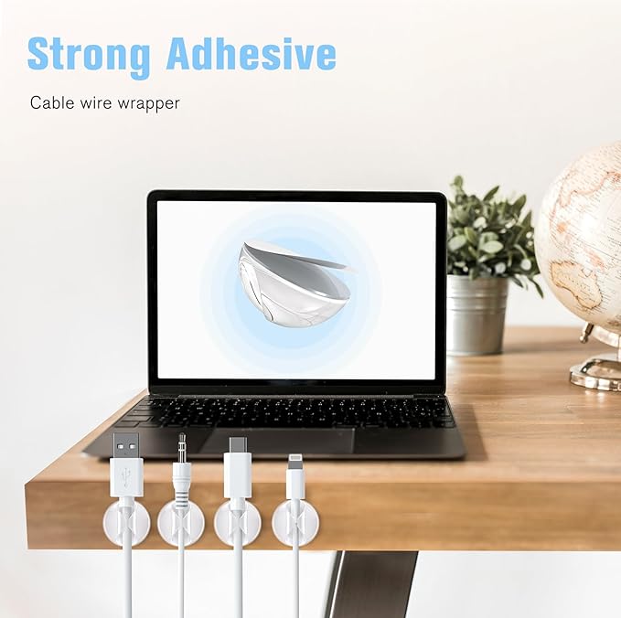 12 Pack Cable Clips, Znben Clear Cord Organizer Holder Adhesive Cord Management Charger Wire Holder Clips for Desk, Home, Office, Car, Cubicle, Nightstand-NeatNest