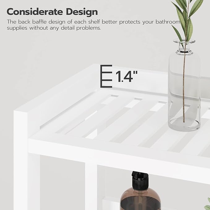 HOOBRO Over The Toilet Storage Shelf, 4 Tier Over Toilet Bathroom Organizer, 23.6" L x 9.4" W x 65.7" H, Space-Saving, Stable, Easy Assembly, for Bathroom, Laundry, Restroom, White WT04TS01G1