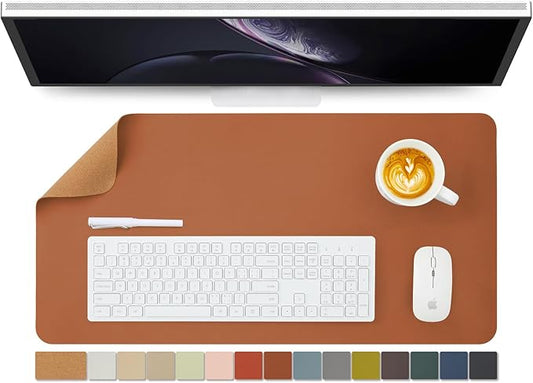 Cork Desk Mat - Dual-Sided Desk Pad for Office and Home - Desk Organization and Accessories - Ideal for Large Mouse Pad and Desk Mats on Top of Desks(Brown,27.6"x 13.8")-NeatNest