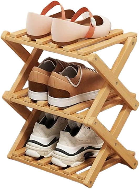 YYW Bamboo Shoe Rack for Entryway, Free Standing Shoe Racks Shelf Closet, Widen Foldable Vertical Shoe Storage Organizer for Living Room-NeatNest