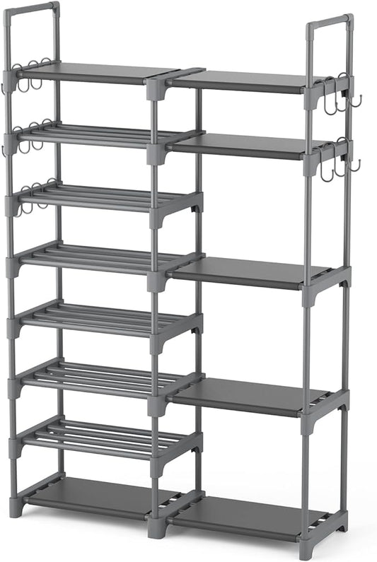 ROJASOP Shoe Rack, Shoe Storage Organizer for Closet Entryway Garage Bedroom, 8 Tier Tall Metal Shoe Shelf for 26-32 Pairs Boots & Shoes, Adjustable Shoe Stand for Small Space-NeatNest