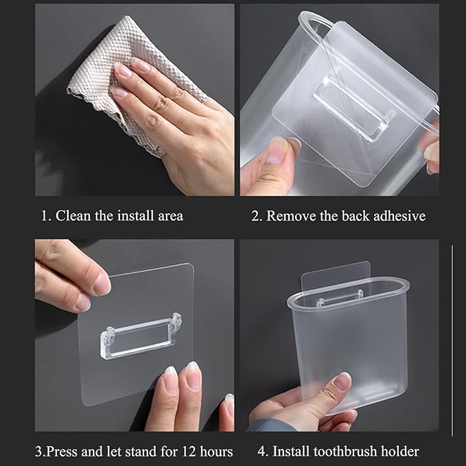 2 Packs Toothbrush Holders Wall Mounted, Self Adhesive Tooth Brush Holder for Bathroom Electric Toothbrush Toothpaste Razor Holder Bathroom Accessories(Clear)-NeatNest