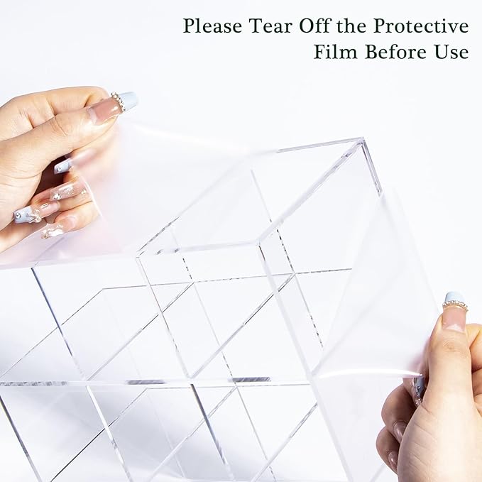 dedoot Acrylic Drawer Organizer, Clear 9 Compartment 3 Section Makeup Organizer Transparent Makeup Jewelry Accessories Storage Organizer, Acrylic Plastic Square Display Cube,7.87x7.87x3.94 Inch-NeatNest