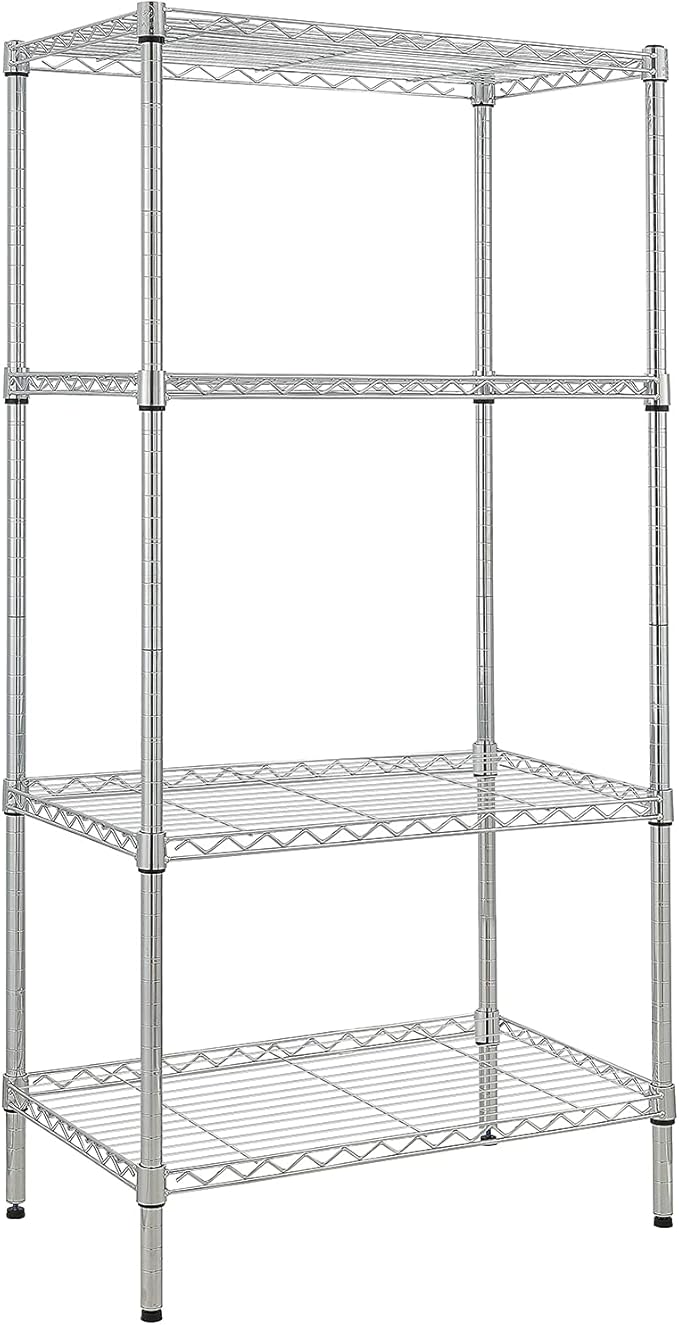 4 Tier Adjustable Storage Shelf Metal Storage Rack Wire Shelving Unit Storage Shelves Metal for Pantry Closet Kitchen Laundry