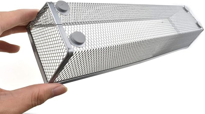 HAHIYO Stackable Mesh Tray Cup 12 x 3 x 2 inches Sturdy Container for Desk Drawer Organizer Collection for Home Office School kitchen Soft Foam Feet No Sharp Edges 2 Pack Silver-NeatNest