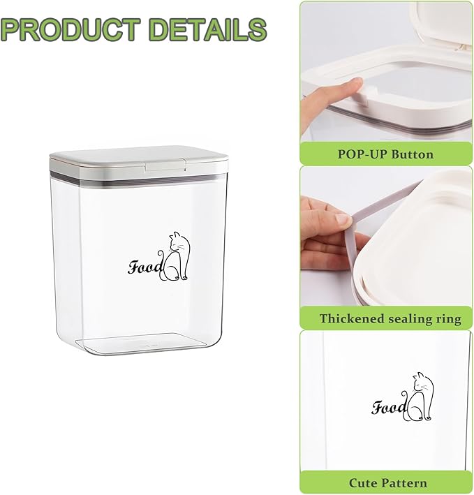 Airtight Cat Food Storage Container | 6.0 Qt/5.5 L Dry Cat Food Bin With Food Scoop |Hold up to 4~5lbs of Pet Food or Kibble|Clear BPA Free-NeatNest