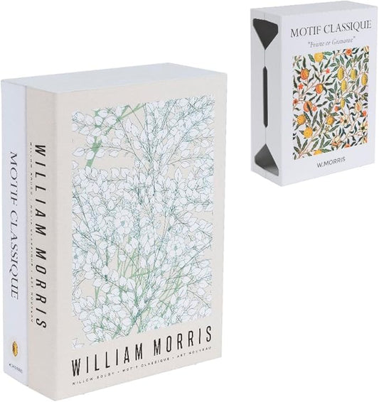 Book Shape Decorative Cable Management Box - Expandable Cable Organizer Box with Magnetic Closure for Home & Office (William Morris, Standard)