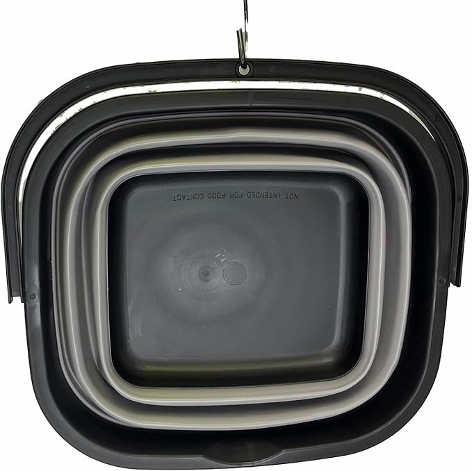 SAMMART 10L (2.6 Gallon) Collapsible Rectangular Handy Basket/Bucket (Black/Alloy Grey)-NeatNest