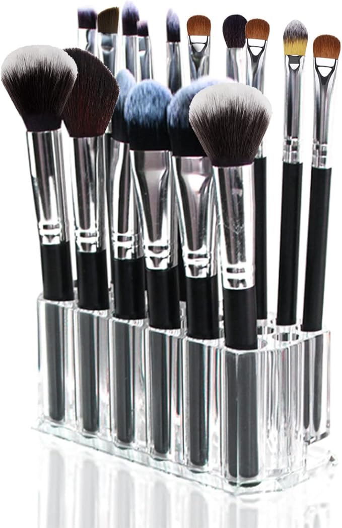 Foraineam 3 Pack Acrylic Eyeliner Lip Liner Holder Organizer, 26 Slots Makeup Brush Pencil Organization Container, Clear Cosmetic Storage Display Holder-NeatNest