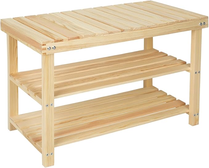 Shoe Rack Bench, 3 Tier Sturdy Shoe Bench, Storage Shoe Organizer, Holds up to 350lbs for Entryway Organizer Bedroom Living Bathroom Room Balcony.