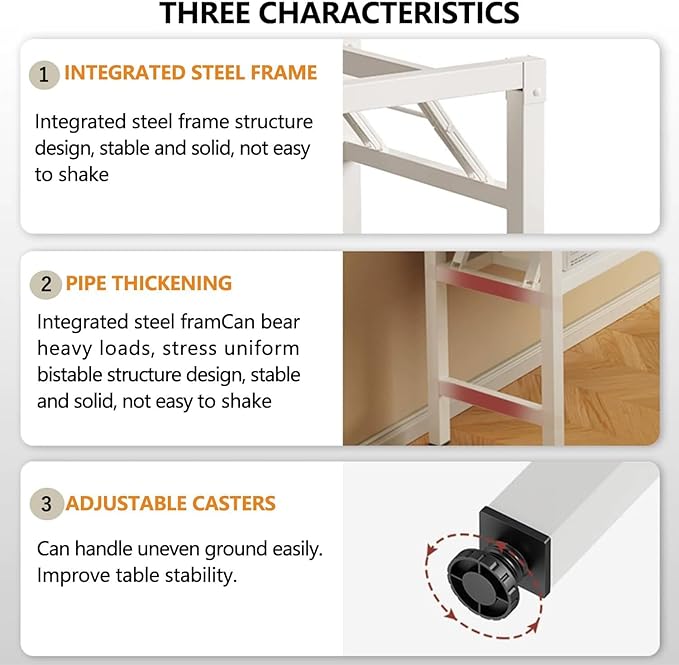 39.4 Inch Folding Table，Square Folding Desks for Small Space,Small Foldable Desk No Assembly,White.-NeatNest