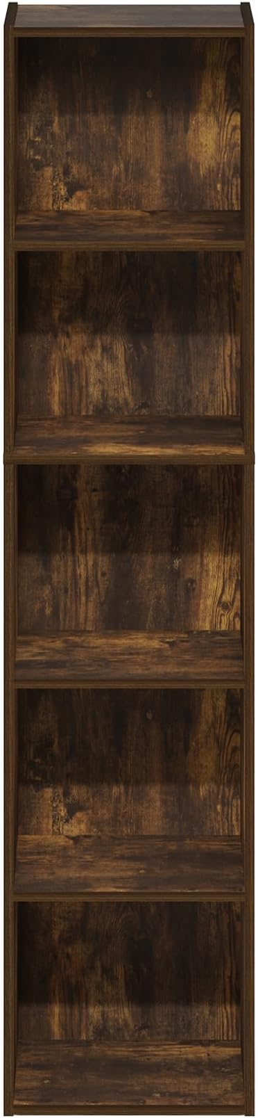 Furinno Pasir 5-Tier Open Shelf Bookcase, Bookshelf, Amber Pine-NeatNest