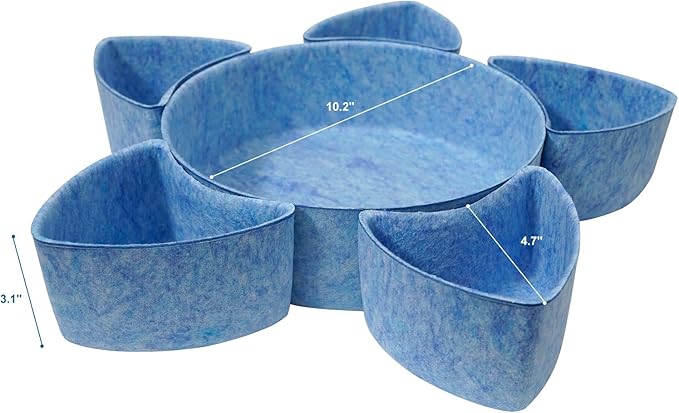 Felt Desk Drawer Organizer Tray,8 Pack Office Desk Drawer Dividers,Felt Drawer Round Storage Box For Saving Space,Makeup Drawer Organizer Bins.(Blue)-NeatNest