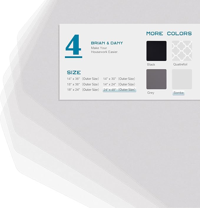 BRIAN & DANY Wire Shelf Liner 24" X 48", Heavy Duty Shelf Liners for Wire Shelving, Waterproof Protector Mats, Set of 4, Transparent-NeatNest