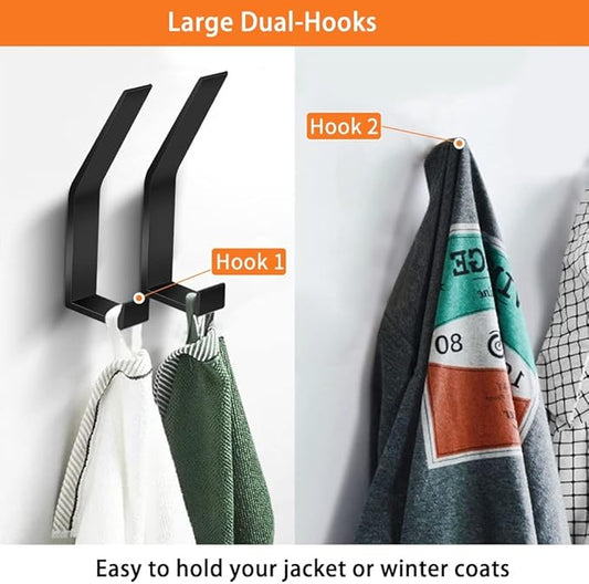 Coat Rack Hooks Wall Mounted, Black 6Packs, Bath Towel Rope Hooks for Kitchen, Door, Cabinet, Bathroom, Foyers, Hallways, and Bedrooms-NeatNest