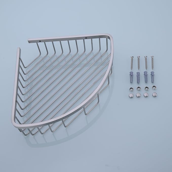 304 Stainless Steel Shower Caddy Corner Basket Shelf Bathroom Organizer Wall Mounted Storage, Brushed Nickel