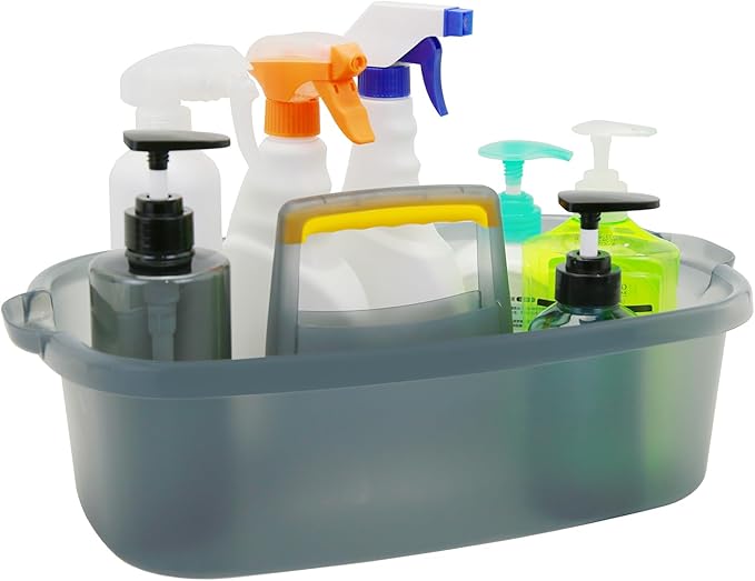 Multi-Purpose Cleaning Caddy with Handle, Shower Caddy Organizer/Storage Basket/Totes Portable for Bathroom Supplies, Cleaning Products, Under Sink Tool (Translucent Gray, 1 Pack)-NeatNest