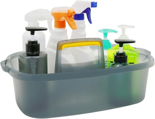 Multi-Purpose Cleaning Caddy with Handle, Shower Caddy Organizer/Storage Basket/Totes Portable for Bathroom Supplies, Cleaning Products, Under Sink Tool (Translucent Gray, 1 Pack)-NeatNest