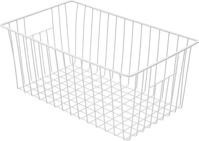 Freezer Organizer Bins, Upright Freezer Storage Blacks for 16, 17, 21 cu.ft Standup Freezer, Deep Freezer Organizer Bin with Hndle Add Space Easy Reach, White, 3Pack.