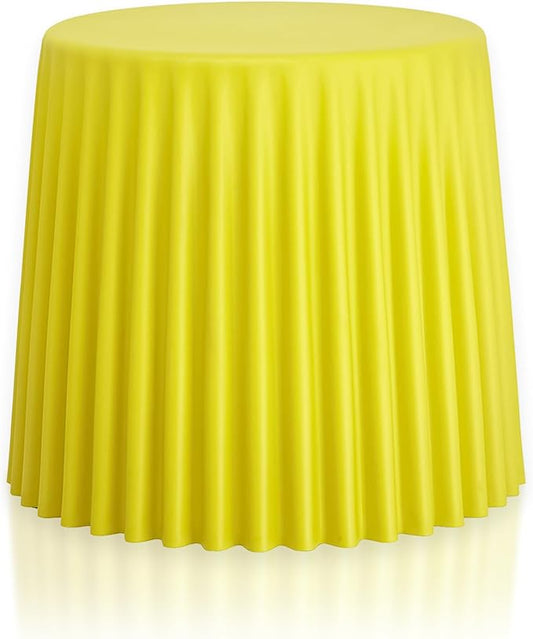 2xhome Modern Stackable Stool Chair | Versatile Plastic Molded Coffee Table Ottoman | Weather Resistant for Indoor Outdoor Use, Yellow