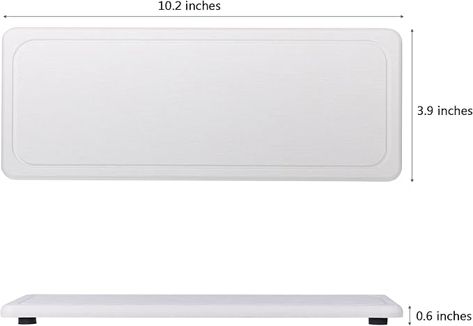 2 Pcs Water Absorbing Stone Trays, Kitchen/Bathroom Sink Soap Dish, Diatomite Tray Used for Hand Soap & Cosmetic Bottles in The Modern Home, 4" W x 10.2" L, White-NeatNest