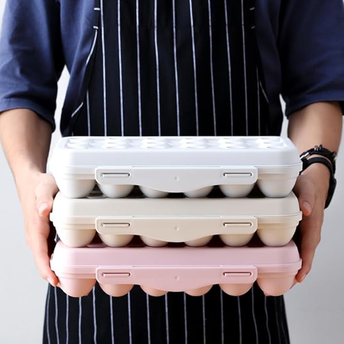 Deviled Egg Containers with Lid: 2pcs Egg Container Stackable Egg Holder Countertop Portable Egg Dispenser Plastic Storage Bins for Fridge Organization