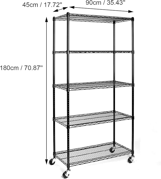 5 Tier Adjustable Storage Shelf Metal Storage Rack Wire Shelving Unit Storage Shelves Metal for Pantry Closet Kitchen Laundry