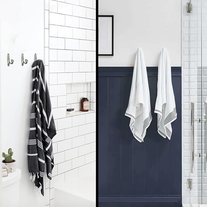 ANGSTROM 10-Pack Bath Hook, Wall Mounted Single Prong Holder for Bathroom Robes and Towels (Brushed Nickel)