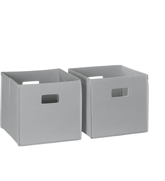 RiverRidge Folding Storage Bins with Handles Gray Cube Storage Organizer forCloset, Bedroom & Playroom - Closet Organizers and Storage Set of 2-NeatNest