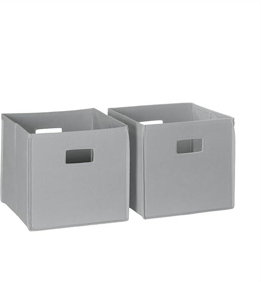 RiverRidge Folding Storage Bins with Handles Gray Cube Storage Organizer forCloset, Bedroom & Playroom - Closet Organizers and Storage Set of 2-NeatNest