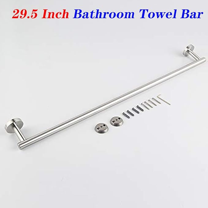 GERZWY Bathroom Towel Bar 30-Inch Stainless Steel Towel Bar Contemporary Style Wall Mount for Bath Kitchen, Brushed Finish AG1101C75-LS