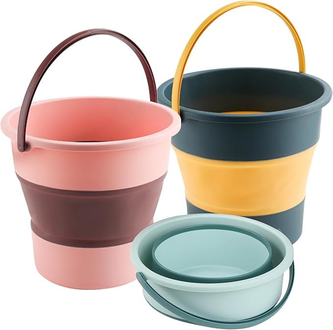 Collapsible Bucket 3PCS 1.3 Gallon/5L Small Plastic Household Cleaning Mop Buckets Foldable Water Bucket for Car Wash Fishing Camping Beach (3PCS)-NeatNest