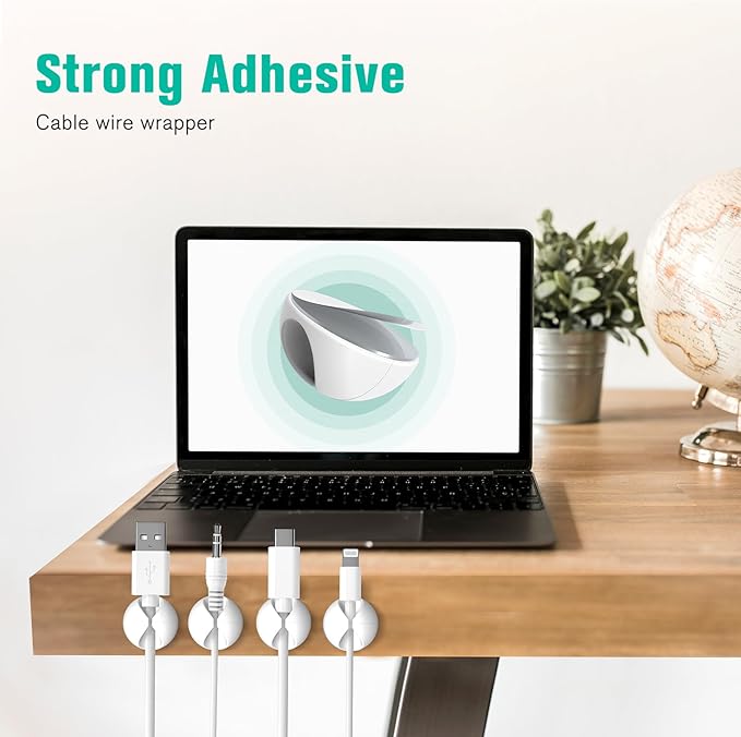 12 Pack Cable Clips, Znben Wire Organizer Holder Adhesive Cord Management Charger Wire Holder Clips for Desk, Home, Office, Car, Cubicle, Nightstand White-NeatNest