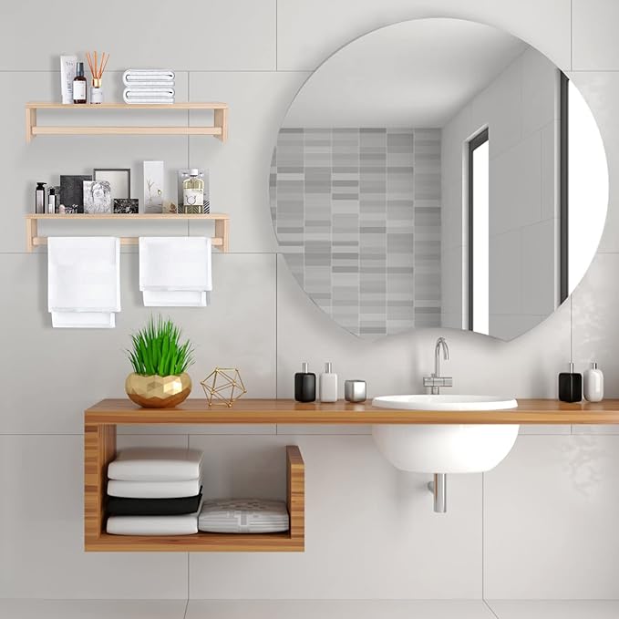 Gneric Floating Shelves for Wall, 23.6 inch Burlywood Nursery Book Shelves, Wall Shelves for Living Room Bedroom Decor,Kitchen Spice Rack,Bathroom Storage Rack(2 Pack)-NeatNest
