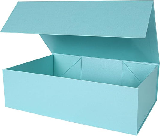 Aimyoo Blue Collapsible Gift Box with Magnetic Closure Lids 13.8x9x4.3 in, Large Bridesmaid Groomsman Proposal Boxes, Rectangle Present Box for Graduation Birthday Storage 1 Pack-NeatNest