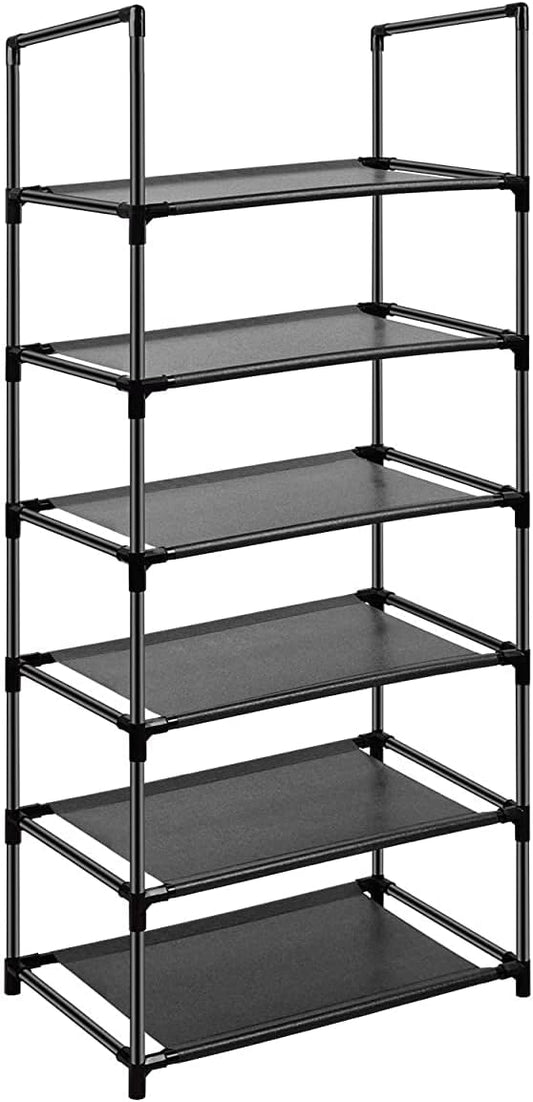 6 Tier Metal Structure Free Standing Shoe Rack for Small Space Entryway, Bedroom, Closet, Narrow Vertical Shelf Organizer for Space Saving Storage-NeatNest