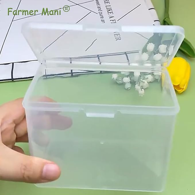 Clear Rectangle Mini Storage Containers Box with Lid (4.53 x 2.95 x 3.39 inch), Rectangular Containers Case for Pills, Jewellery, Tiny Bead, Herbs, Craft Items, 2 Pack-NeatNest