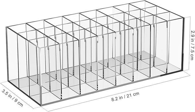 24-Slot Acrylic Lipstick Organizer - Transparent Makeup Storage Case for Lip Gloss Brushes and Cosmetics - Stylish Desktop Display Rack-NeatNest