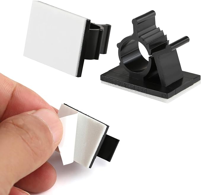 GWHOLE 60Pcs Adhesive Cable Clips, Adjustable Cable Cord Organizer Wire Management Clip 3m Wire Holder for Car Office and Home, Black-NeatNest