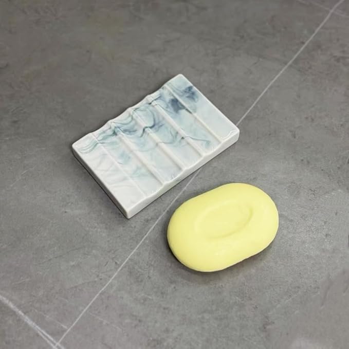 Ceramic Soap Dish with Drain Bar Soap Holder Self Draining Soap Tray Soap Saver for Bathroom Shower Kitchen-NeatNest