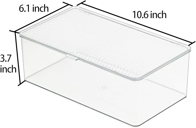 Clear Plastic Storage Bin with Lid, Makeuo Holder, Fridge Organizer, Refrigerator Organizers and Storage, Small Container for Pantry, Office, Dresser, Bathroom, Kitchen, Snack