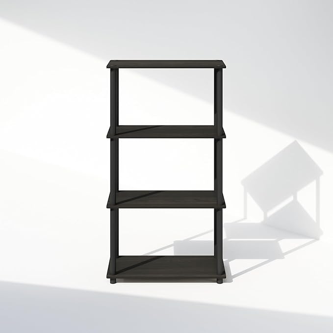 Furinno Turn-N-Tube 4-Tier Multipurpose Bookshelf, Bookcase, Espresso/Black-NeatNest