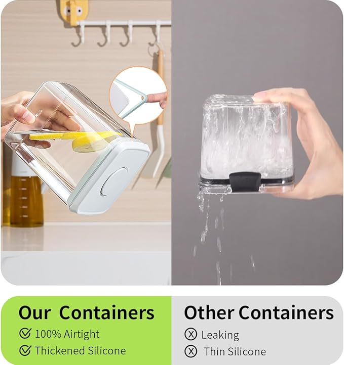 Food Storage Containers with Lids,2.9Qt 2Pcs Airtight Pop Food Storage Containers, BPA-Free Stackable Kitchen Pantry Organizers and Storage, One Button Opening Flour and Sugar Container Sets-NeatNest