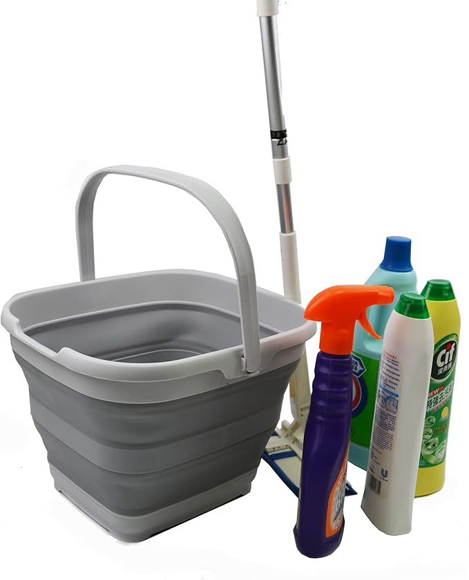 SAMMART 10L (2.6 Gallon) Collapsible Rectangular Handy Bucket (Grey, 1)-NeatNest