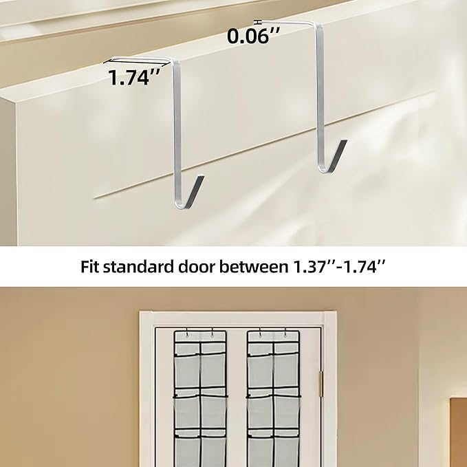 Over The Door Shoe Organizer, 14 Large Mesh Pockets Hanging Shoe Rack for Closet Organizers and Storage, Gray, 2-pack (gray)-NeatNest