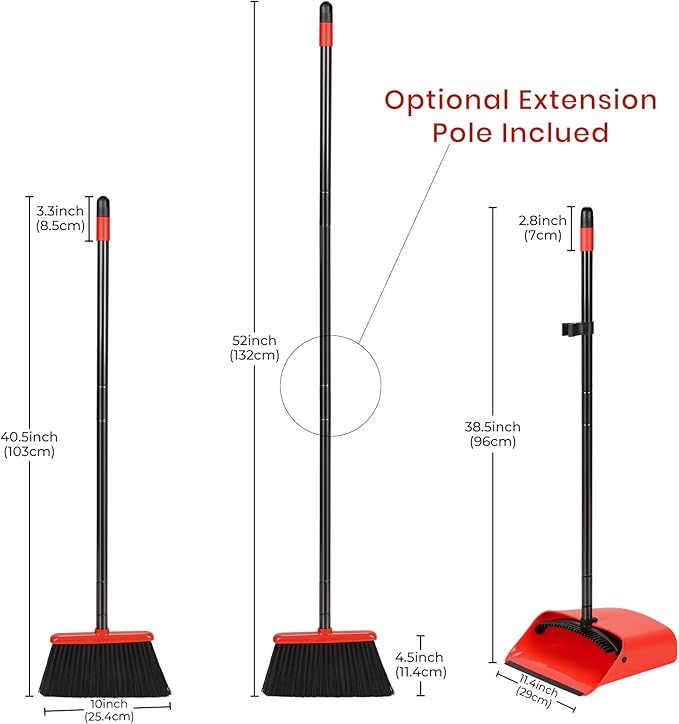 TreeLen Broom and Dustpan Set, 52 inch Broom and Dust Pan Combo for Home