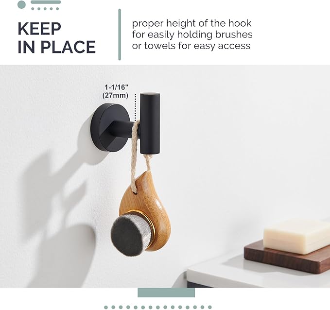 Angle Simple Towel Hook for Bathroom, Stainless Steel Robe Coat Hook for Wall, Hand Towel Hanger, Matte Black