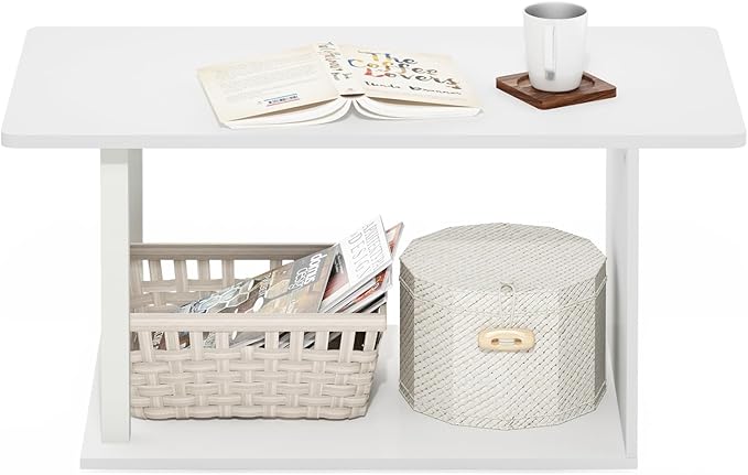 Furinno Basic Home Living Coffee Table, White/White-NeatNest