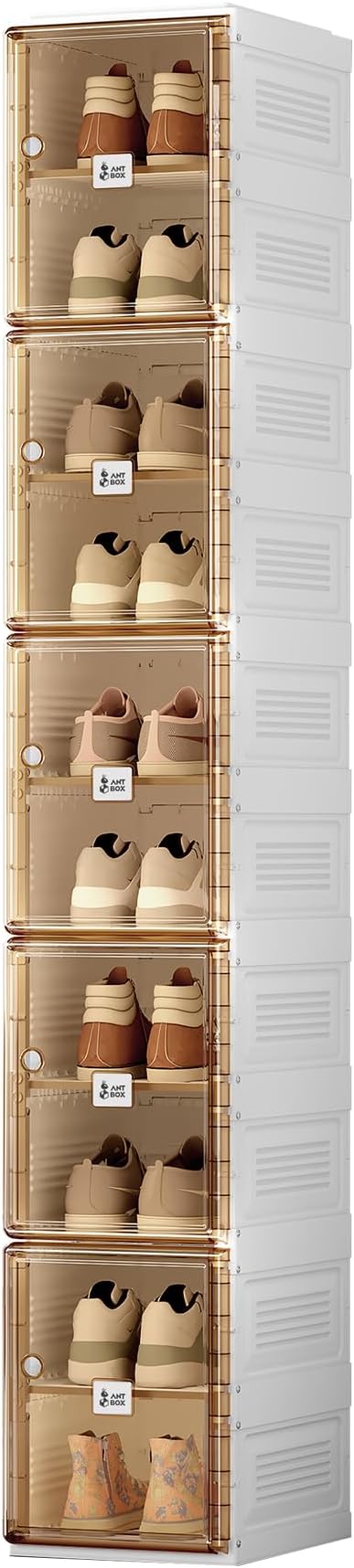ANTBOX Shoe Organizer Storage Box, Portable Folding Shoe Rack For Closet With Magnetic Clear Door,Large Sneaker Cabinet Bins Sturdy Easy Assembly 10 Layers-10 Grids-NeatNest